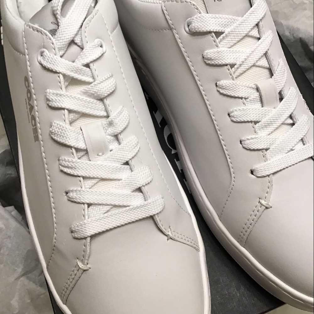 COACH ALL LEATHER OPTIC WHITE SIGNATURE SNEAKERS MENS - Picture 12 of 16